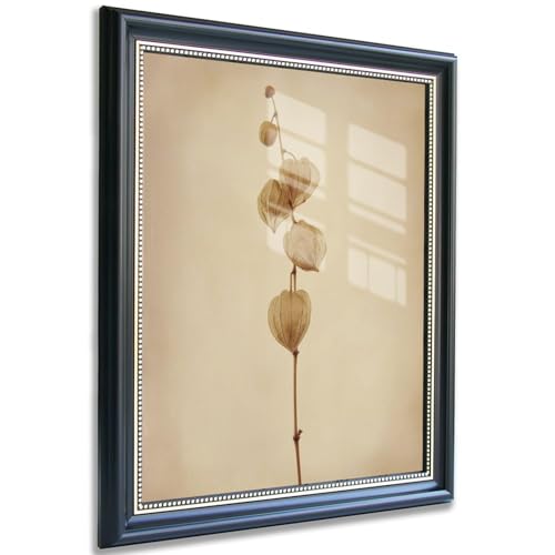 Framed Dried Physalis Wall Art, Minimalist Neutral Botanical Stem Canvas