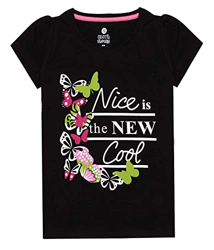 Image of Clotth Theory Girls Super Combed Cotton Regular Fit Round Neck Printed Short Sleeve Tshirt -Combo Pack of 5