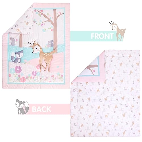 UOMNY Crib Bedding Set for Girls 3 Piece Baby Nursery Crib Bedding Set Crib Sheet Comforter Crib Skirt, Double - Image 6