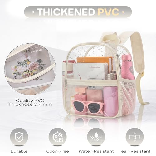 Image of Oraben Clear Backpack for Stadium Events, Clear Bag Stadium Approved | 12 x 6 x 11 inch Small Clear Backpack for Soccer Game, Concerts , Fast Security Check, Waterproof PVC