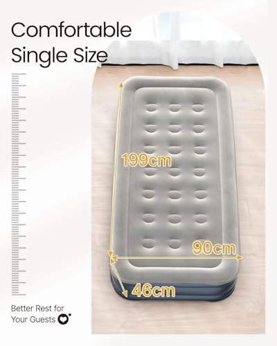 Image of Inflatable Air Mattress with - Waterproof Single & Portable Blow Up Bed Built-in Pump - Quick Inflation PVC Airbed