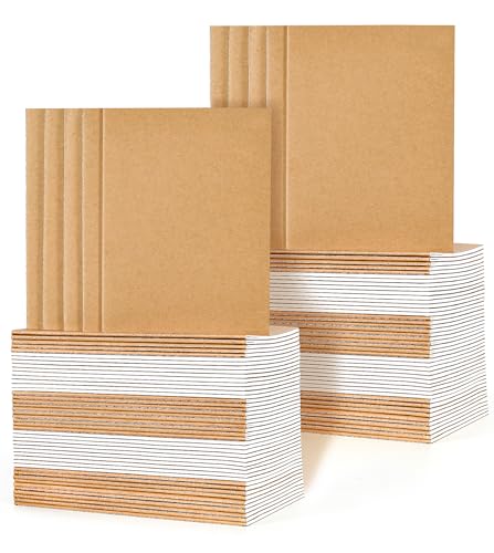 VEESUN 100 Pack Cuadernos A5 Páginas: Blancas Libretas de Notas de Papel Kraft para Escritura, Dibujo Diario Bloc de Notas Escolar Regalo para Niños Estudiantes Jóvenes Adultos