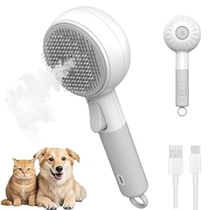 Cat Steam Brush, Cat and Dog Steam Brush, for Shedding with Release Button, 2 Speed Adjustable Spray USB Rechargeable Pet Grooming Supplies, for Dogs and Cats Pet Hair