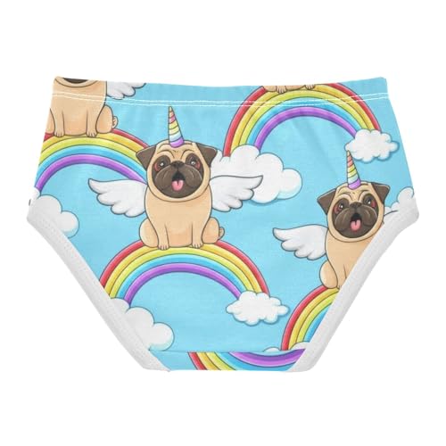 Cute Pug Dog Rainbow Blue Sky Panties Little Girl Girls Underwear Toddlers Cotton Print Briefs Undies Kids 2t2