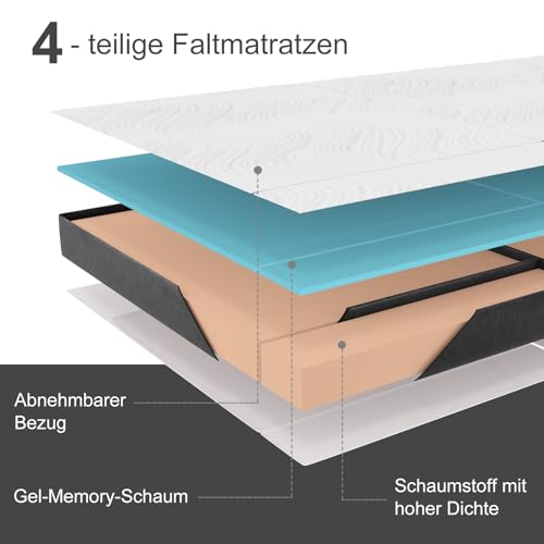 Twirest Klappmatratze 4-teilig, 90 x 200 x 15 cm Faltmatratze – Ansicht 3