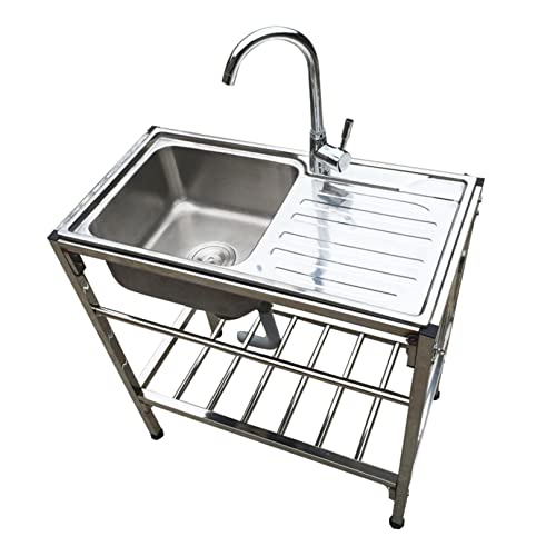 Stainless Steel Single Bowl Sink,Commercial Restaurant Kitchen Utility Sinks with Faucet,Portable Camping Big Sink Station,Outdoor Garden Laundry Room Sinkcet,Portable Sink for Washing Hands (Color