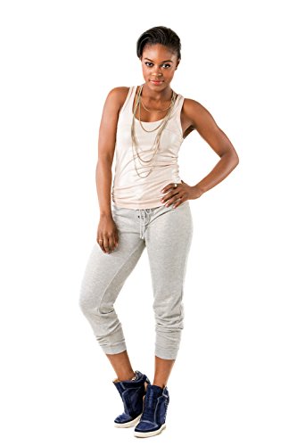 Poetic Justice Curvy Women's Grey French Terry Gold Foil Thread Jogger Pants4