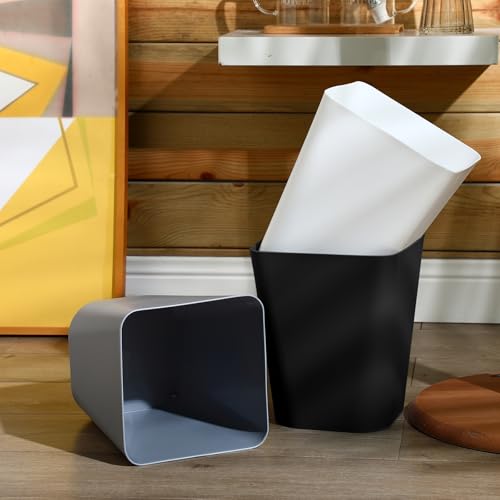 Image of Hoolerry 9 Pieces Garbage Can 2 Gallon Small Trash Cans Bulk Bathroom Trash Bin Plastic Wastebasket Square for Bedroom Slim Bathroom Trashcan Small Container for Kitchen Office Home(Multicolor)
