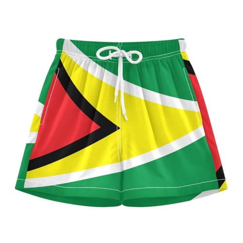 Aflyko Patriot Boys' Board Shorts Flag of Guyana Girls Swim Trunks Beach Bathing Suit 4-13T