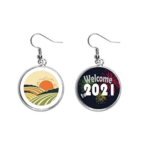 Pendientes de hierba Sun Sunshine Tree Hillside el regalo ideal de la colección Blessing
