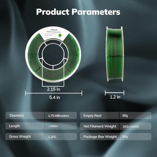 Image of AMOLEN Rapid PETG Transparent 3D Printer Filament 1.75mm + /-0.02mm,500mm /s High Speed Strong Toughness Multicolor Bundle Sky Blue /Green /Transparent /Pink 250gx4