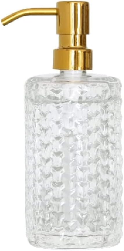 Simple Style Soap Dispenser Kitchen Refillable Soap Pump Dispenser Bathroom Twill Clear Glass Lotion Bottle 400ml/14.1oz
