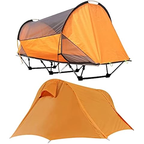 WintMing Camping Cots Tent with Rainfly and Nets Outdoor Folding Sleeping Bed for Backpacking Hiking (Yellow) Cover