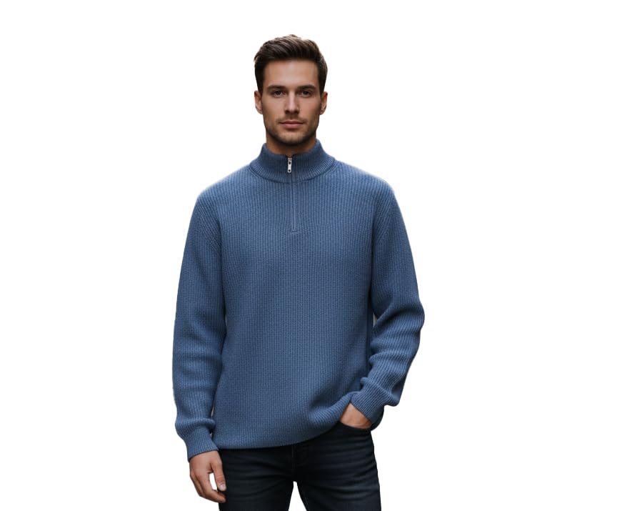Men's Winter Half Zip Solid Sweater