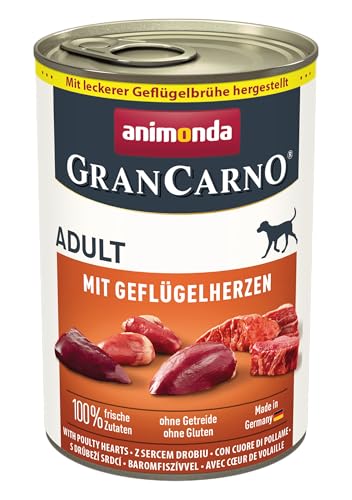 animonda GranCarno Adult mit Geflügelherzen (6 x 400 g), Hunde Nassfutter für ausgewachsene Tiere, Nassfutter für Hunde mit 100{ff70a8c53087d59a605a0db94a9ca7ad875d63fc8310a7653193c4d367a4a076} frischen, fleischlichen Zutaten, Hundefutter ohne Getreide animonda GranCarno Adult mit Geflügelherzen (6 x 400 g), Hunde Nassfutter für ausgewachsene Tiere, Nassfutter für Hunde mit 100{ff70a8c53087d59a605a0db94a9ca7ad875d63fc8310a7653193c4d367a4a076} frischen, fleischlichen Zutaten, Hundefutter ohne Getreide
