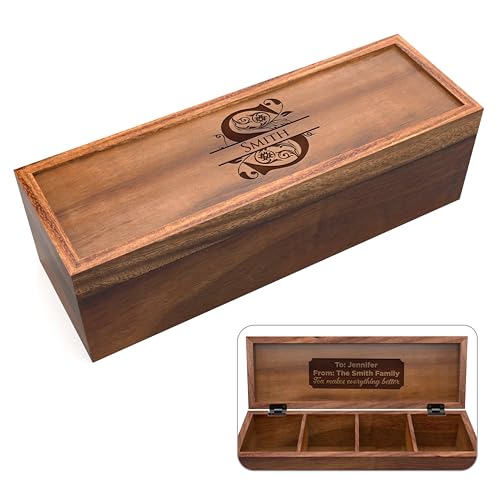 Personalized Tea Box – Elegant Wooden Tea Bag Organizer with