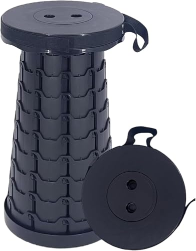 折りたたみ椅子 伸縮式 アウトドアチェア 折り畳み式 キャンプ椅子 キャンプスツール 軽量 防水 持ち手付き 持ち運び便利開閉 耐荷重200KG 釣り/観戦/花火大会/屋内/屋外用 (ブラック) [並行輸入品]