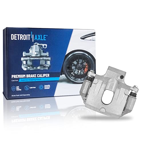 Image of Detroit Axle - Rear Drilled Brake Rotors + Right Brake Caliper Replacement | for Traverse Acadia Buick Enclave Saturn Outlook - 3pc Set