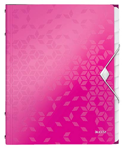 Leitz 46340023 Ordnungsmappe WOW, 12 Fächer, PP, pink metalllic