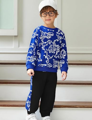 Image of Toddler Boys Dinosaur Sweatshirt and Jogger Pants Outfit Set, Ages 2-10