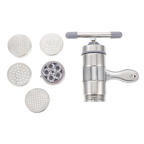 Cabilock Stainless Steel Home Noodle Maker with Molds Manual Noodle Press Machine for Making Compact Design for Kitchen Convenience Ergonomic Grip and Easy