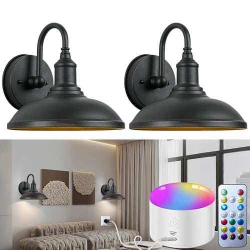 slywise Battery Operated Wall Sconce, Wireless Wall Sconces Set of Two with 10000mAh Dimmable Bulbs and Remote, 10 Colors Rechargeable Wall Lights for Bedroom Living Room Hallway Decor