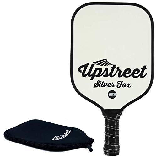 Upstreet Graphite Pickleball Paddle - Polypro Honeycomb Composite Core - Paddles Include Racket Cover (Silver)