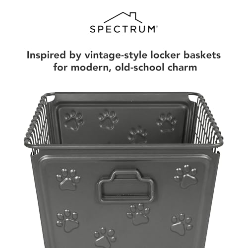 Spectrum Diversified Paws Macklin Basket Steel Bin with Cute Pawprint Design, Pet Accessory Rust-Resistant Finish, Cat & Dog Toy Organization & Storage, Medium, Industrial Gray - Image 4