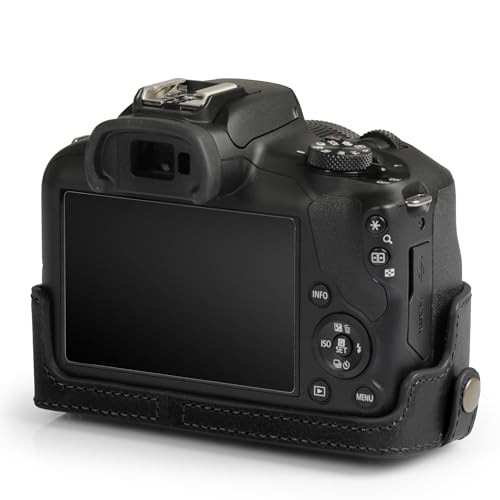 Image of Mega Gear Genuine Leather Camera Case for Canon EOS R100 (18-45mm) - Stylish and Protective - Black