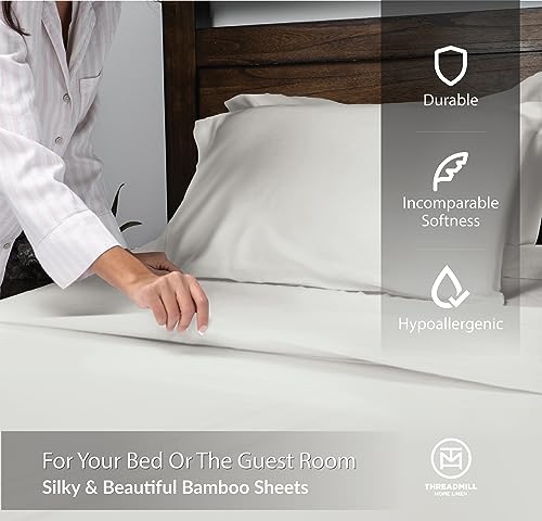 Image of Threadmill 300 TC Viscose Made from Bamboo Queen Sheet Set, Light Grey