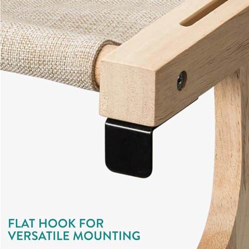 Indoor Cat Hammock Window Perch – Cordless cat Shelf seat with 4 Legs, Wood & Metal Frame with a Soft Bed No Drilling Required | Easy Adjustable 2 in 1 cat Bed for Windowsill, Floor & Bedside