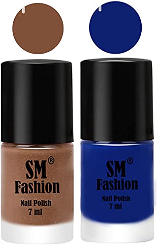Image of Long Lasting Nail Polish | Nail Paint Combo 7 ml Each) - Set of 2 Tan-Blue