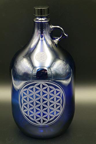 Vetro blu da 5 l, per conservare acqua, succhi di frutta, vino, liquori, ecc.