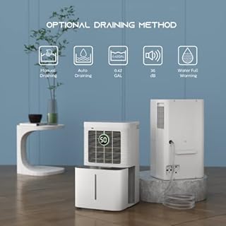 HOGARLABS Dehumidifier for Home Basement Continuous Dehumidify, Large Dehumidifier with Digital Control Panel and Drain Hose for Liveroom, Bedroom, Office.