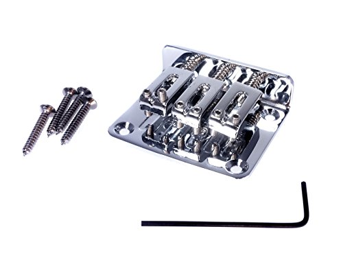 3-string Chrome Hard-tail Bridge for Cigar Box Guitars & More