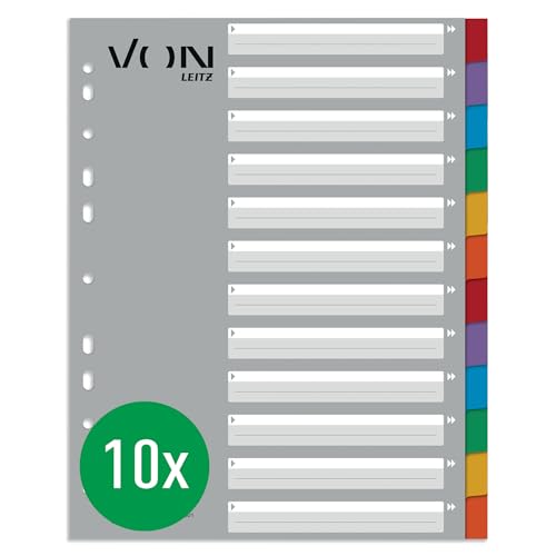 VON Leitz 10er Pack 12-teiliges Register A4, Blanko Trennblätter...