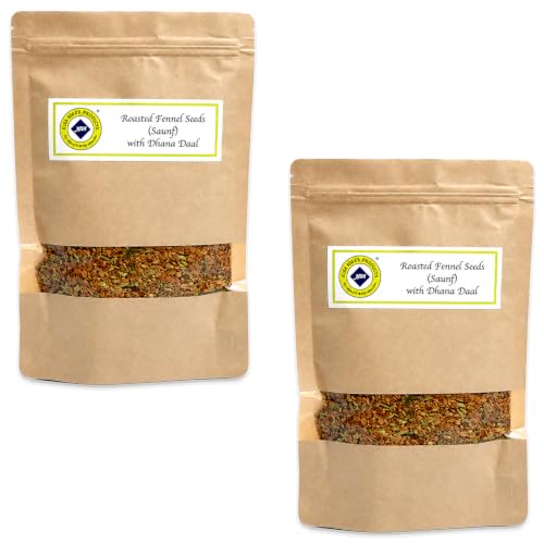 Image of Jyoti Ben's Mukhwas - Roasted Fennel Seeds (Saunf) with Dhana Daal (250gm) |Premium Mukhwas|Digestive Mouth Freshener|After-Meal Snacks|100% Natural|Good For Digestion - 250 Gram | Pack of 2