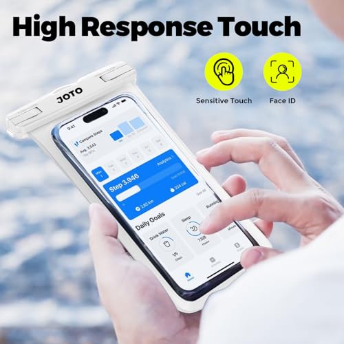 Image of JOTO Up to 7 inch Universal Waterproof Phone Case for iPhone 17 Air 16 15 14 13 12 11 Plus Pro Max, IPX8 Cellphone Dry Bag XR X SE, Galaxy S23 S22 S21 S20+ S20 S10 Plus Note, Pixel -White