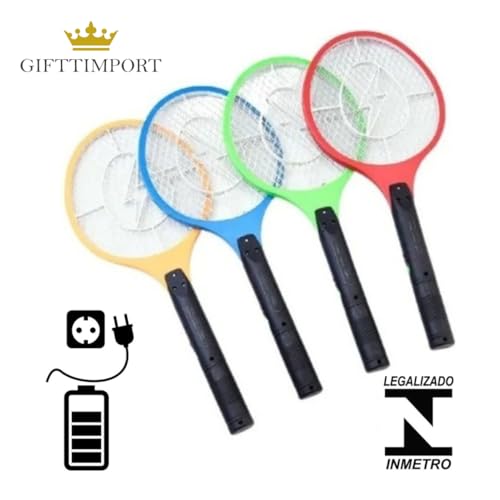 Raquete Elétrica Recarregável Bivolt 110/220v Mata Pernilongos, Mosquito Da Dengue, Mosca E Insetos