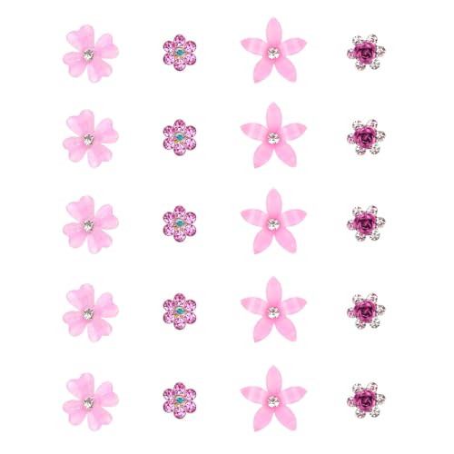 Mezrkuwr 20 Stück Rosa kleine Blumen-Haarspangen, Mini-süße Strass-Metall-Haarnadeln für Frauen, Hochzeit Haarschmuck, Braut-Haarspangen für Mädchen (4 Blumenmuster)