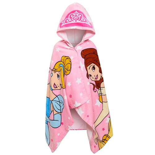 Serviette à capuche Disney Princesse pour enfants, poncho 100 % coton pour filles, grande serviette de bain pour enfants, plage, piscine, couverture chaude,...