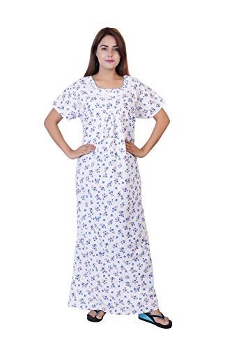 Image of Women's Cotton Block Print Knee Length Nighty