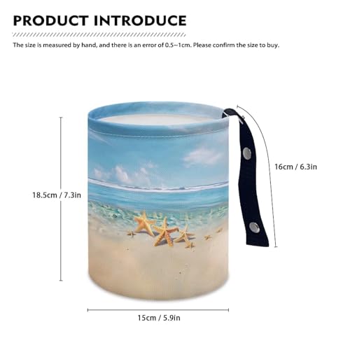 Image of Beach Sea Starfish Portable Car Garbage Bin Collapsible Hanging Portable Dustbin Bin Waste Basket Car Accessories Interior for Car SUV Trucks Universal