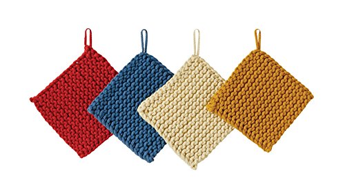 Creative Co-Op Square Cotton Crocheted Pot Holders (Set Of 4 Colors) #TOP4