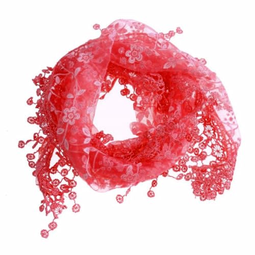 Rexcp Lightweight And Soft Triangular Floral Fashion Lace Teardrop Tassel Retro Scarf Shawl Bag For Women