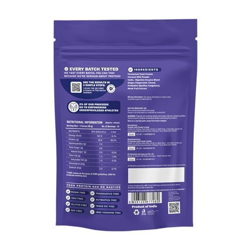 Image of Foodstrong Fermented Yeast Protein - Unflavoured | 26g Complete Plant Protein with Probiotics, Digestive Enzymes, & Indian Herbs | Vegan | No Sugar | 500g