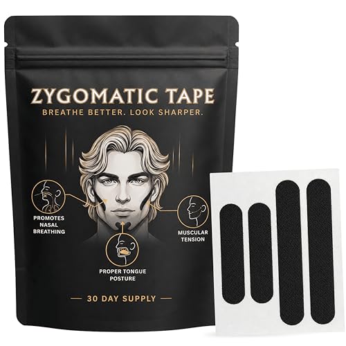Zygomatic Face Tape - Zygo Tape Face Strips for Facial Posture & Definition | Skin-Friendly Cotton Face Tape for Men & Women Daily Myofunctional Habits - 120 Strips 30 Day Supply