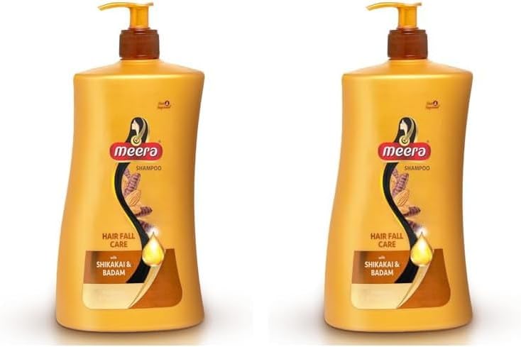 Meera Hairfall Care Shampoo | Enriched with Badam & Shikakai | Strengthens & Nourishes Hair | Paraben-Free | For Men & Women | 1 Litre | Healthy, Strong Hair (Pack of 2)