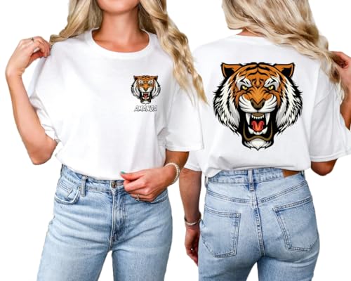 Custom Tigers Shirt, Personalized Mascot Tee, Customized School Team Support Tee, Personalized Birthday Girl Party Shirt, Tigers Sports Gift