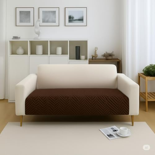 Image of Amazon Basics - Velvet Quilted Make Your Own Sofa Cover |2 Seater | Multi-Layered Fabric |120cm x 70cm | 350 GSM | Color - Brown